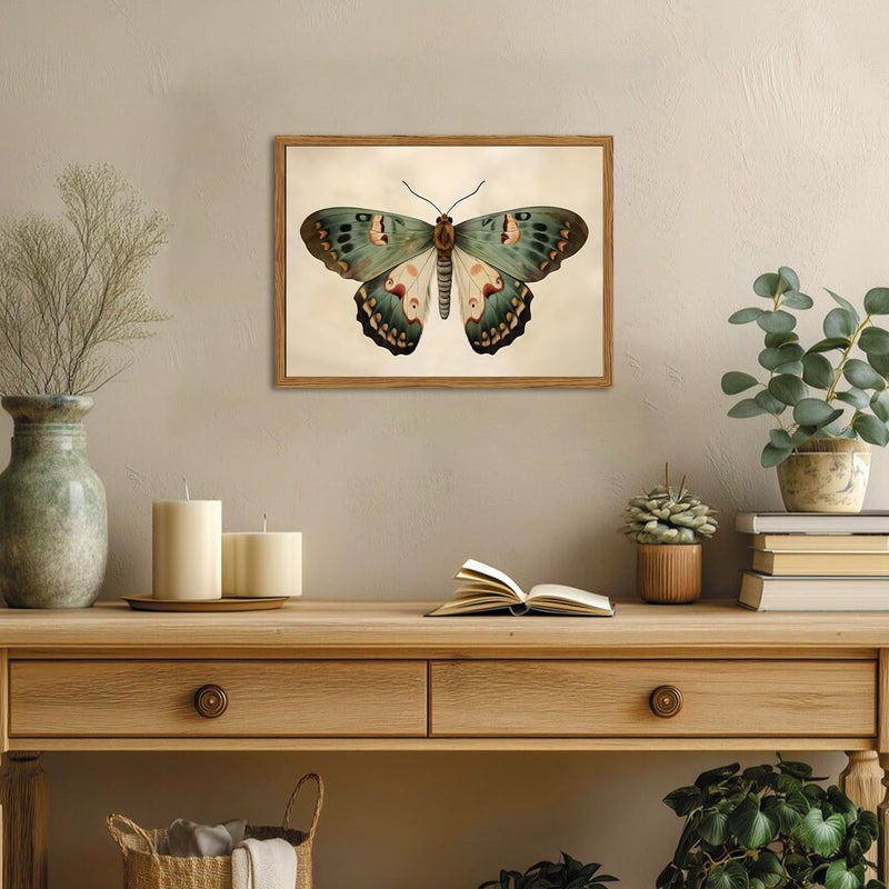Hwetui Framed Vintage Butterfly Canvas Wall Art, Moody Insect Wall Decor Paintings, Cottagecore Moth Artwork Pictures Prints Antique Home Decor for Living Room Bedroom Bathroom 12x16 inch - Image 5