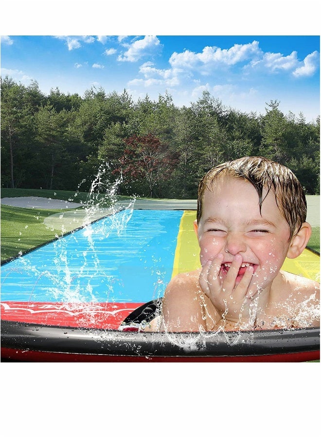 Slide Water Slides for Kids Adults Lane Slip Splash  Backyards Waterslide with 2 Boogie Boards 15.7FT Sliding Racing Lanes Sprinklers Durable PVC Construction  - Image 1