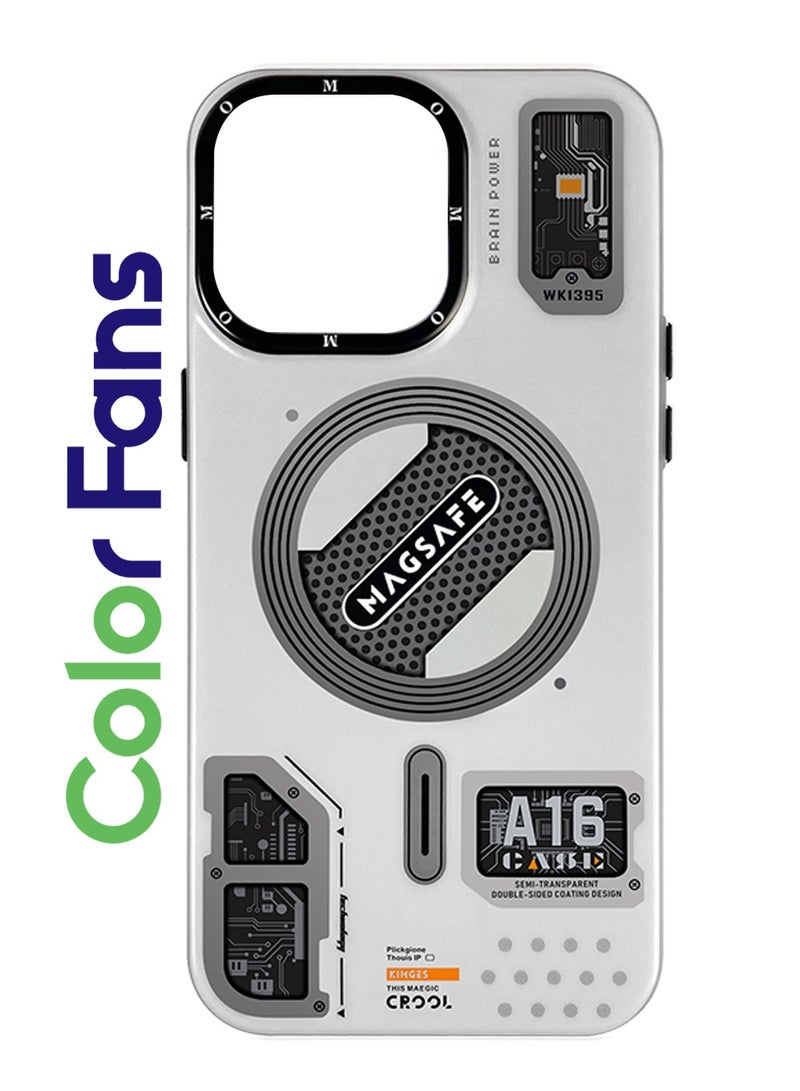 Color Fans Magnetic Case for iPhone 15 Pro Max Compatible with MagSafe Slim Protective Translucent Matte Phone Cover Matte White  - Image 1