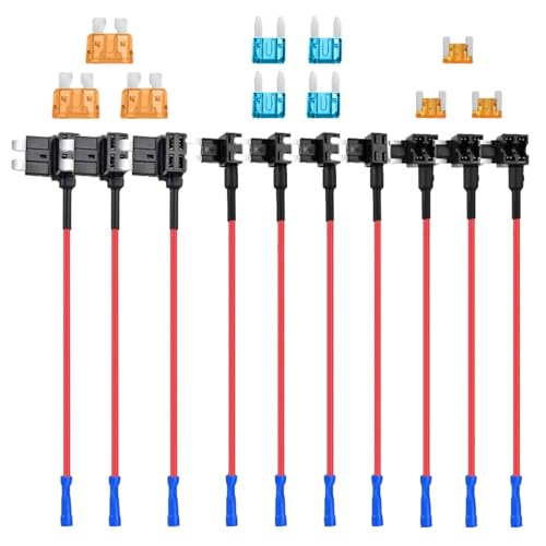 KITUREK 10PCS Fuse Tap Kit 12V Mini Standard Low Profile Car ATR Blade Fuse Holder Car AddaCircuit Fuse Tap Adapter with Blade Fuse Add On Dual Circuit Adapter Connector for Cars Truck Boat 3 Types - Image 1