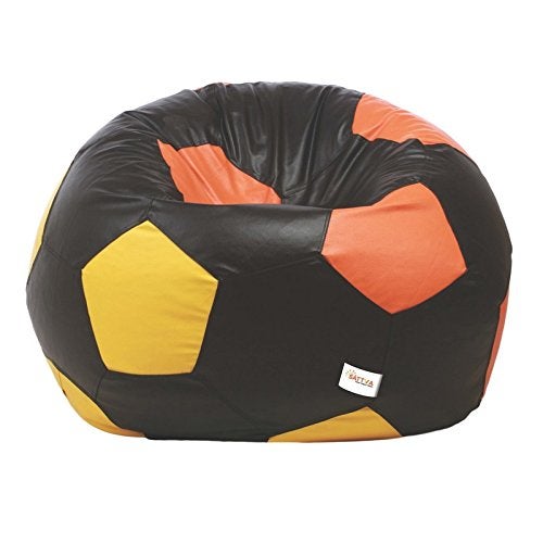 SATTVA Classy.Elegant.Stylish Sattva Football XXL Bean Bag Cover Without Beans Black Orange Yellow  - Image 2