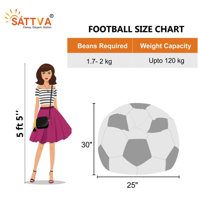 SATTVA Classy.Elegant.Stylish Sattva Football XXL Bean Bag Cover Without Beans Black Orange Yellow  - Image 3