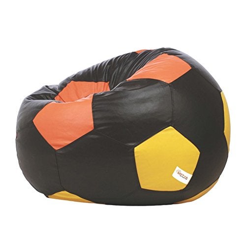 SATTVA Classy.Elegant.Stylish Sattva Football XXL Bean Bag Cover Without Beans Black Orange Yellow  - Image 4