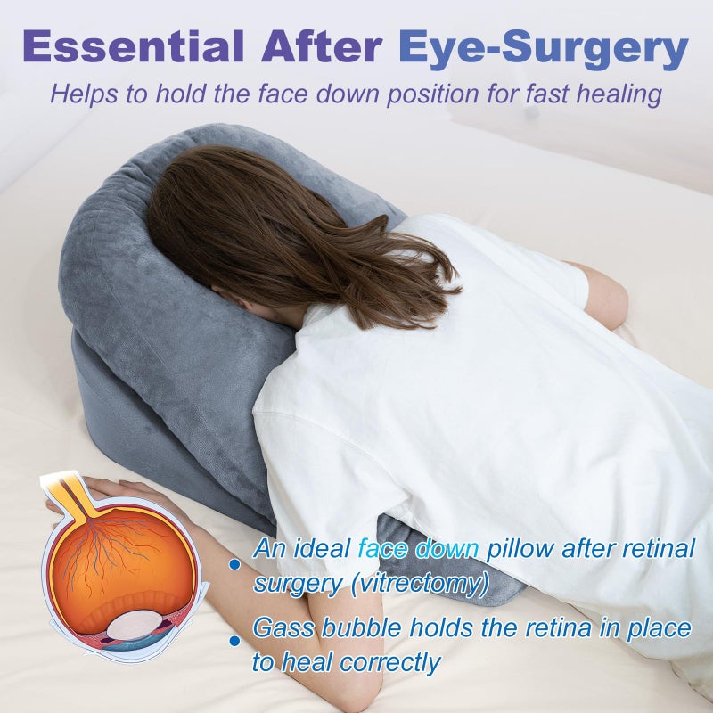 HOMCA Face Down Pillow After BBL or Eye Surgery - Home Massage Pillow Stomach Sleeping Face Down for Bed with CertiPUR-US Certified Memory Foam and Removable Cover - Image 2