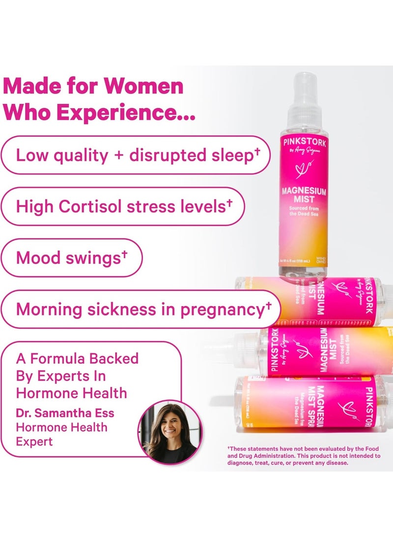 Pink Stork Magnesium Spray Mist - for Calm, Stress, and Sleep, Seasickness Support, Pregnancy Must Haves, 200 mg per 6 Sprays, Pure Magnesium Chloride Body Spray, 4 oz, Unscented - Image 5