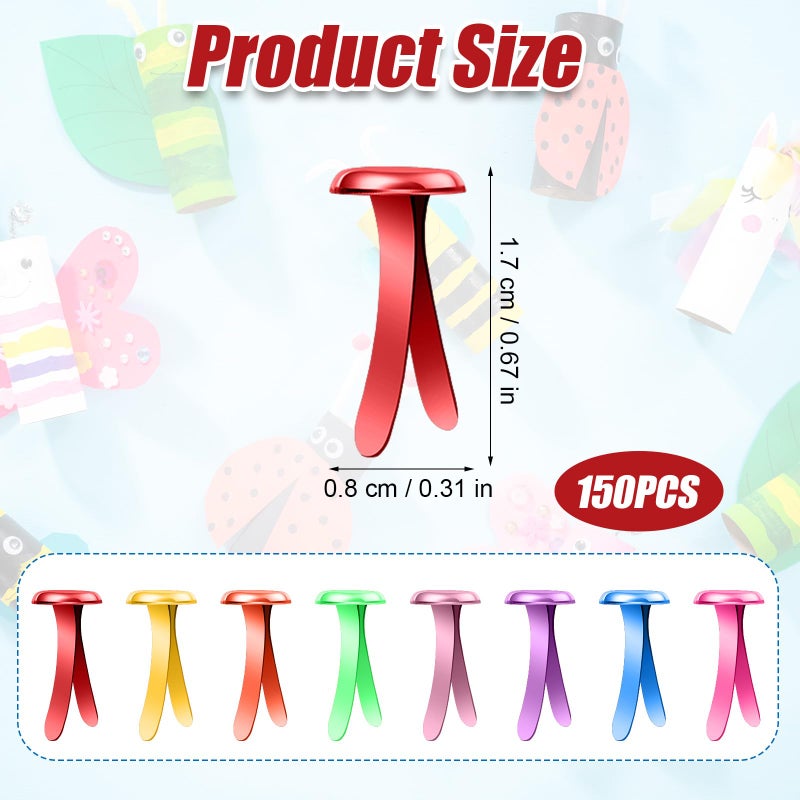 XIHIRCD 150pcs Metal Paper Clips for Crafts, 0.31x0.67in Mix-Color Paper Fasteners Round Head Split Pins Smooth Mini Brads for DIY Scrapbooks Cards Photo Walls - Image 2