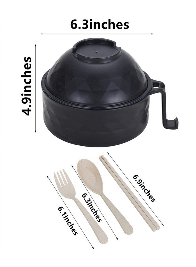 Layron Ramen Cooker Ramen Bowl Set with Chopsticks 33oz Microwave Noodle Bowl College Dorm Room Essentials for Girls for Boys Apartment Essentials-Black - Image 5