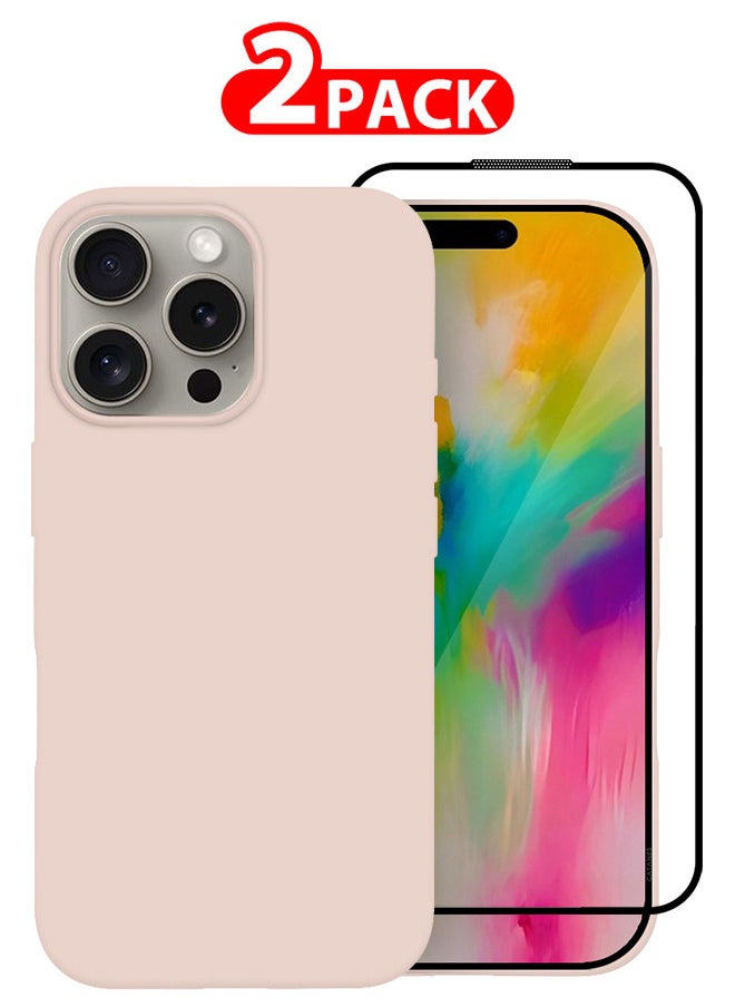CATANES - (for iPhone 16 Pro) 2 Pack Case and Screen Protector, Slim Silicone Case, Full Covered Anti Scratch Shockproof Protective Cover - Image 1