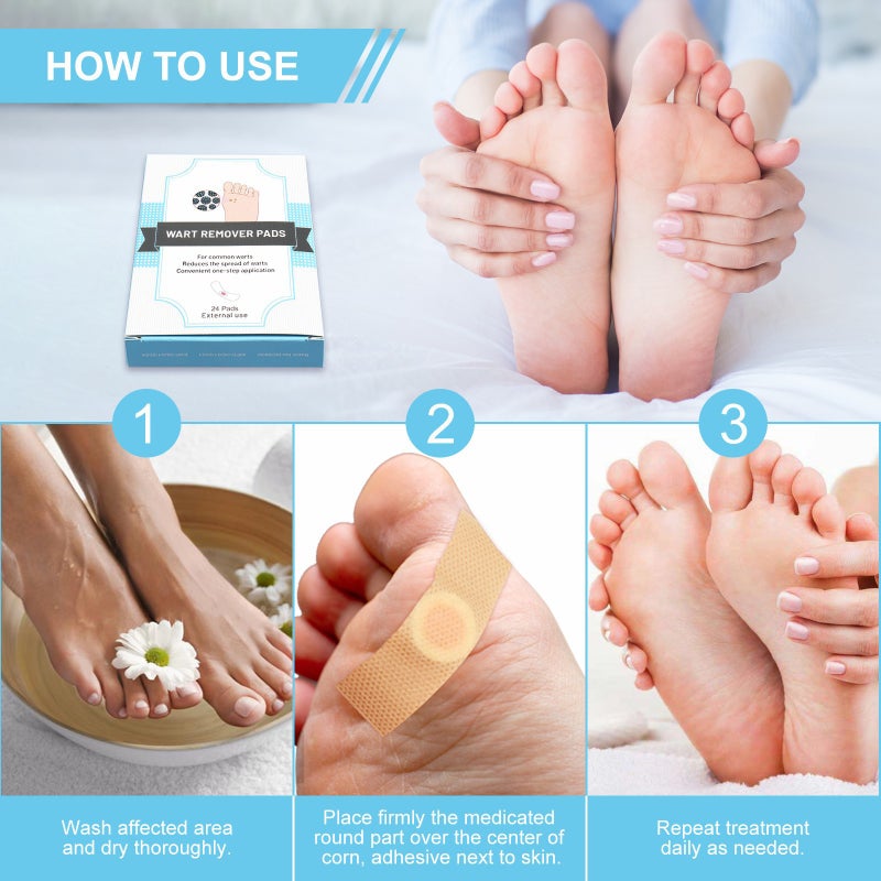 Corn Remover Pads 24 Patches Wart Remover Pads Set Foot Corn Remover Corn & Callus Remover Cushions Corn Plaster Corn Treatment for Foot Care - Image 3