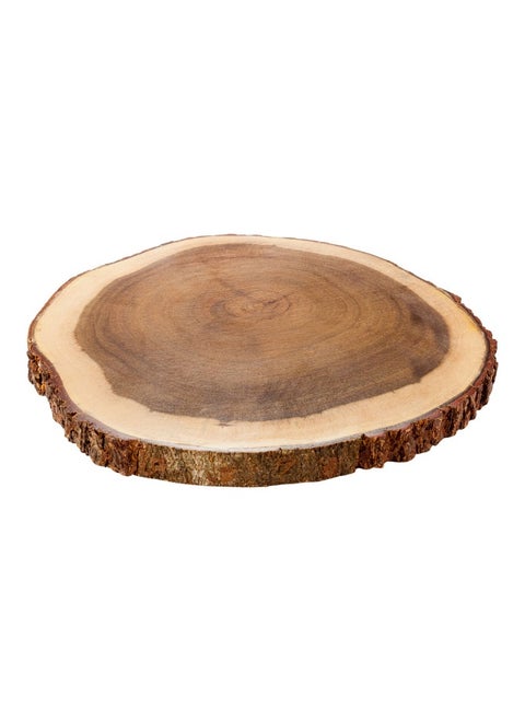 12 x 1 Inch Tree Bark Serving Tray, 1 Round Wood Slab - Varnished, Bark Edges, Rustic Centerpiece, Wood Tree Trunk Platter, For Weddings Or Homes, Serve Meats, Cheeses, Or Crackers