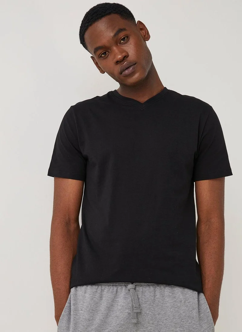 Matalan Black Essential V-Neck T-Shirt