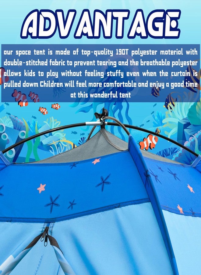 BLINWORLD - Kids Play Tent Foldable Indoor Outdoor Underwater Party Tent for Kids Boys Girls 47 x 47 x 41 (Blue) - Image 4
