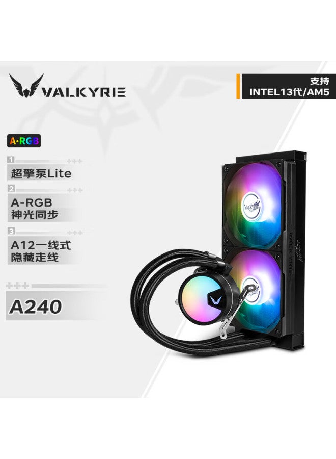 Valkyrie A240 Vk All-in Cpu Water Cooler, Multi-platform Brackets, Supports Lga1700, Argb Lighting Effects, Hidden Cable Management - Image 1