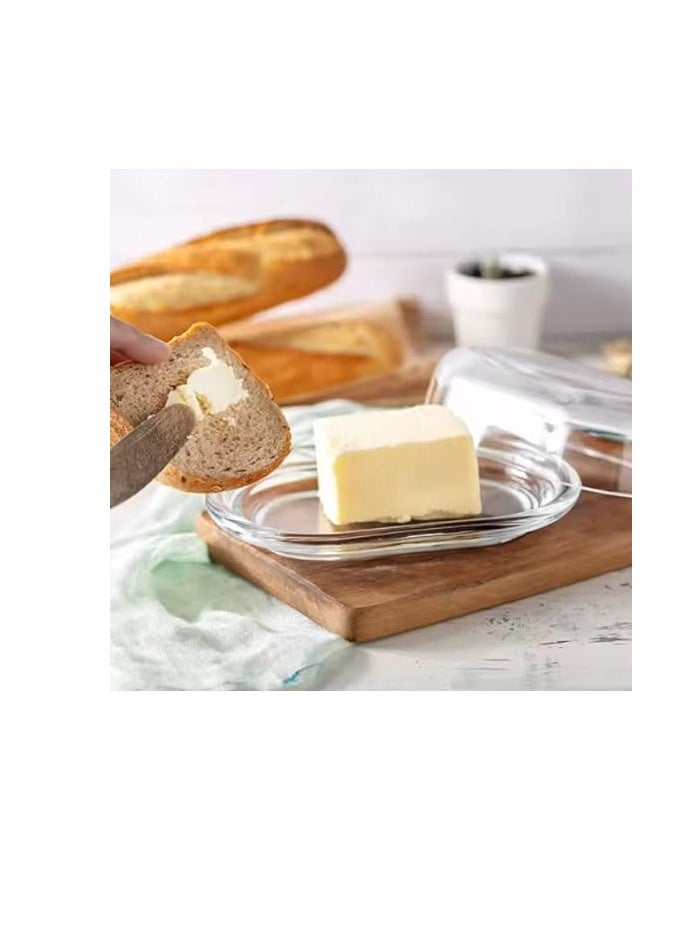 Generic Butter and Cheese Glass Dish with Glass Cover -(15.5*9*7cm)  - Image 3