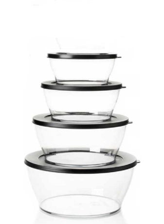 Tupperware Royal Set of 4 Black 990-1.3-2.4-4LT Storage Service Container  - Image 1