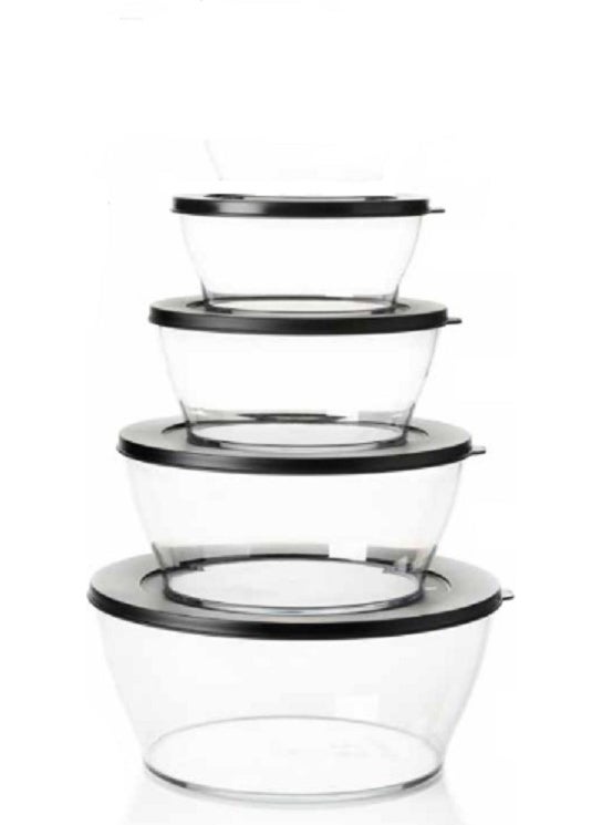 Tupperware Royal Set of 4 Black 990-1.3-2.4-4LT Storage Service Container  - Image 1