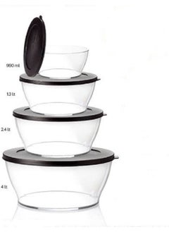 Tupperware Royal Set of 4 Black 990-1.3-2.4-4LT Storage Service Container  - Image 3