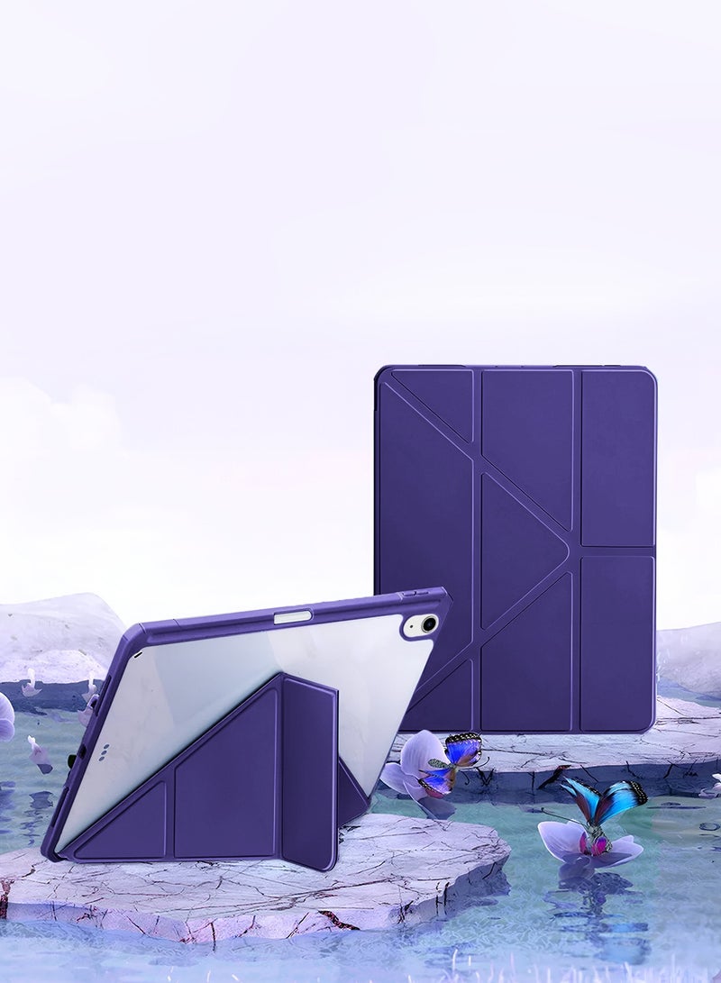 Wtech Apple iPad Air 2025 (7th Generation) M3 13 inch Symmetry 360 Smart Folio Series Auto Awake/Auto Sleep Leather Texture and Transparent Back with Pen Holder Case Cover - Eggplant Purple - Image 1