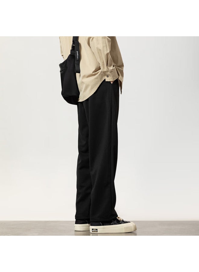 Foss Phil Men's Style Casual Pants Autumn And Winter Loose Straight Leg Sports Wide Leg Pants 2357 Black M - Image 3
