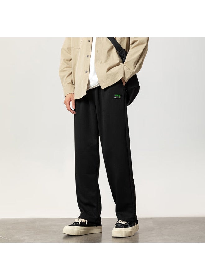 Foss Phil Men's Style Casual Pants Autumn And Winter Loose Straight Leg Sports Wide Leg Pants 2357 Black M - Image 2