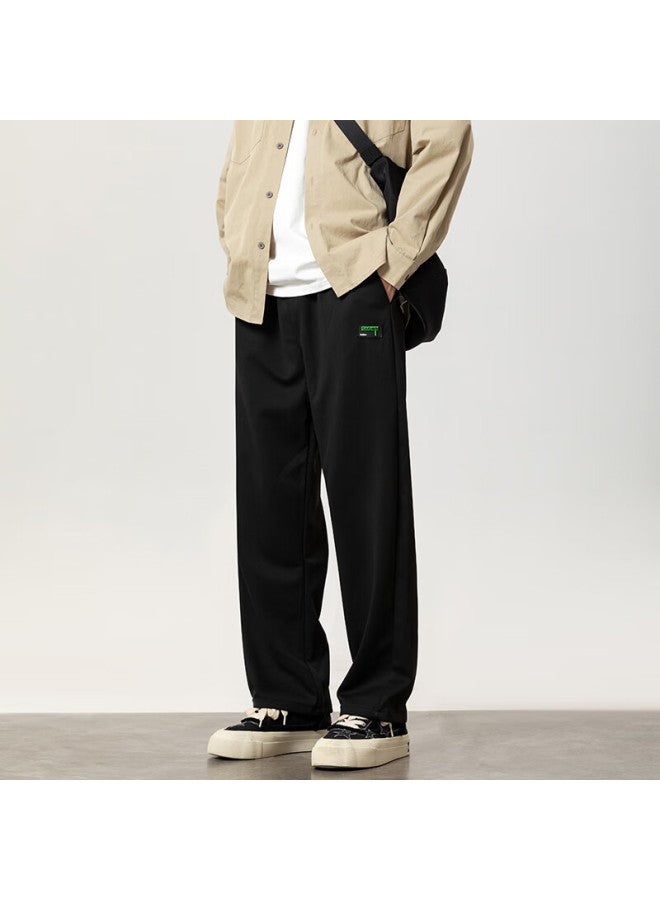 Foss Phil Men's Style Casual Pants Autumn And Winter Loose Straight Leg Sports Wide Leg Pants 2357 Black M - Image 4