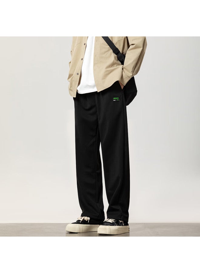 Foss Phil Men's Style Casual Pants Autumn And Winter Loose Straight Leg Sports Wide Leg Pants 2357 Black M - Image 5