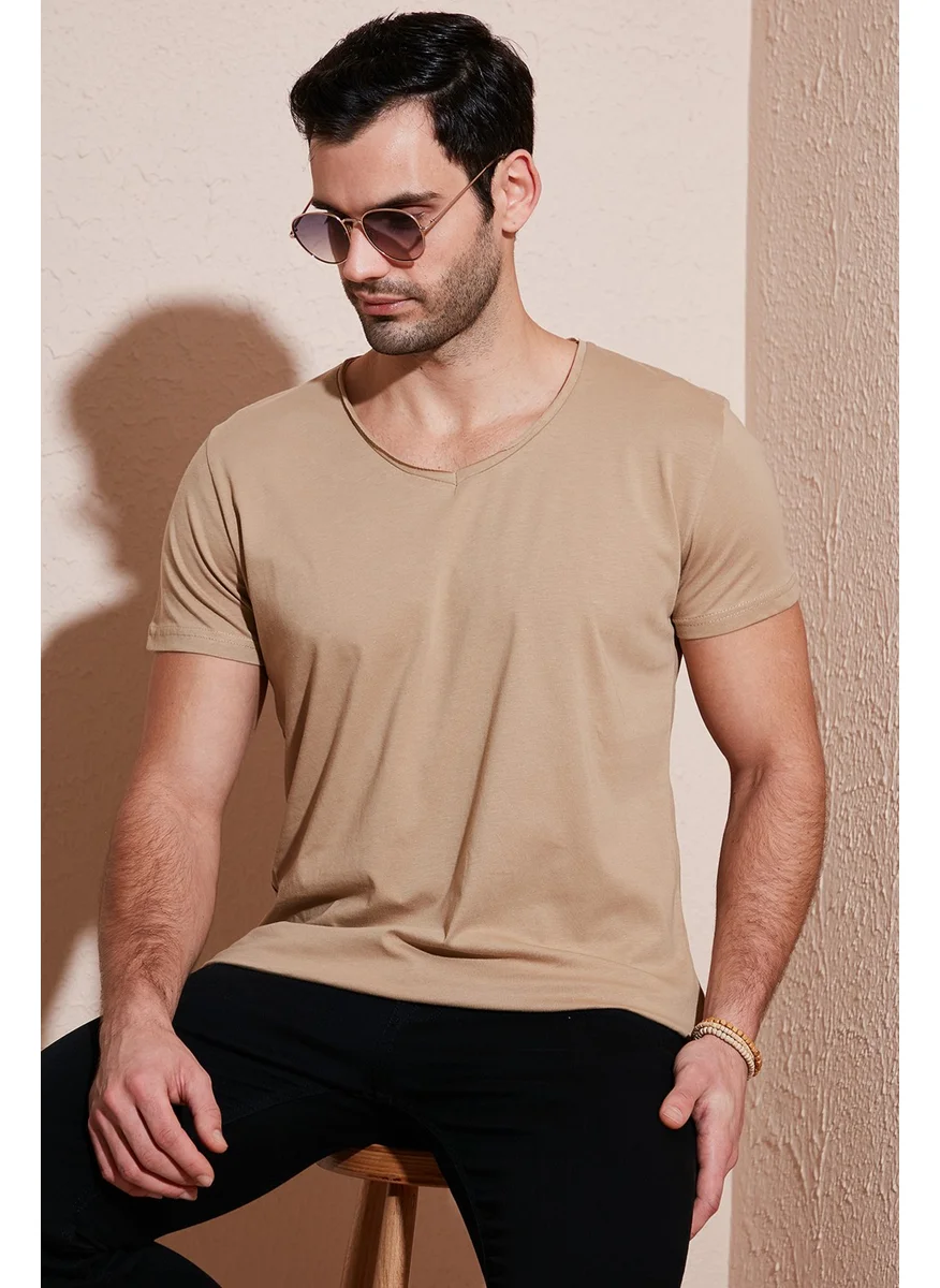 Buratti Cotton Slim Fit V Neck Basic T Shirt Men's T Shirt 5412001