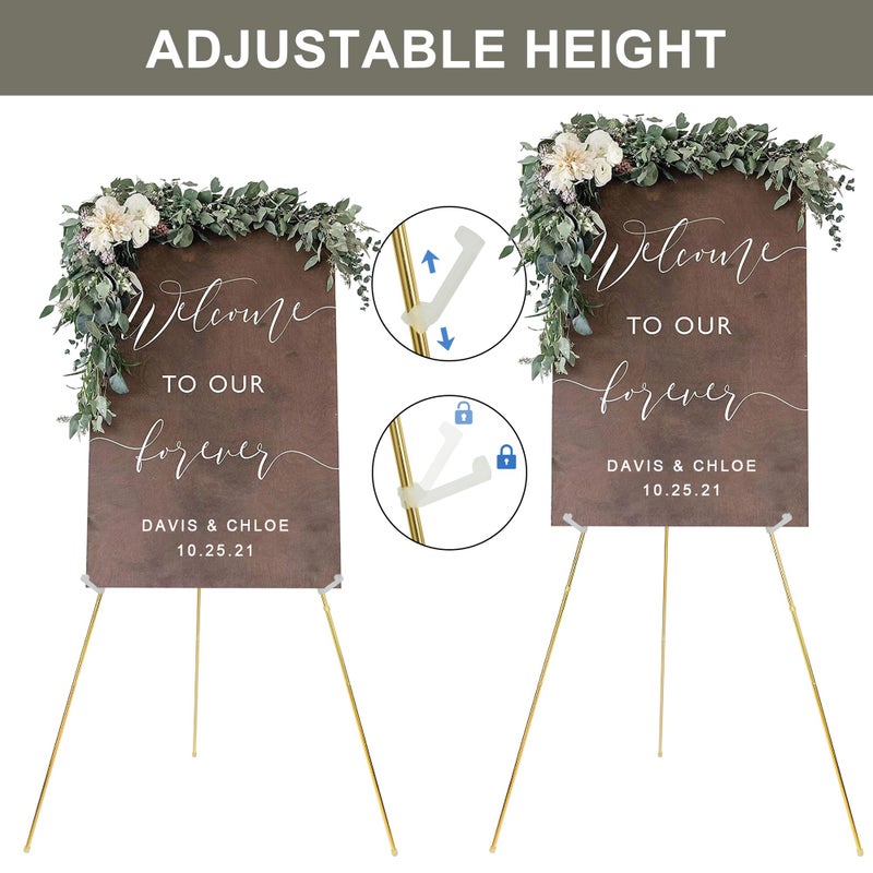 DANMO Easel Stand for Wedding Sign Poster 63'' Instant Display Floor Adjustable Metal Art Easel Gold - Image 4