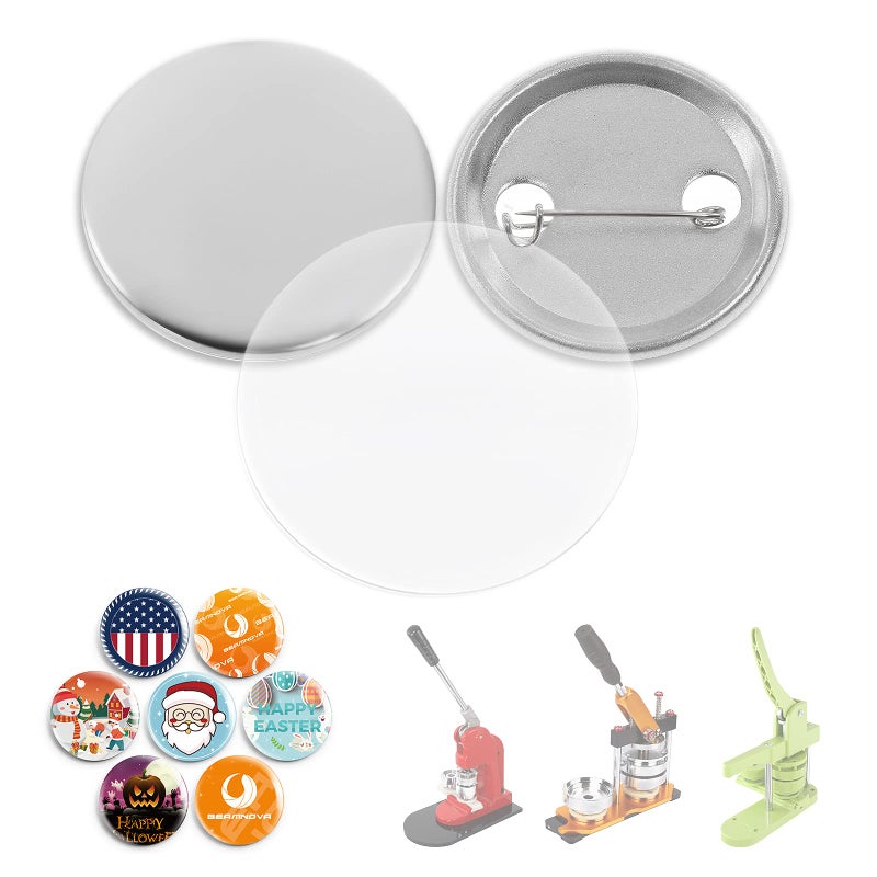 بيمنوفا 100 مجموعة من لوازم الأزرار المعدنية فارغة 37 مم 146 بوصة تقريبًا 112 بوصة لصنع أزرار ماكينة الأزرار أجزاء ضغط الشارة المعدنية غير اللامعة