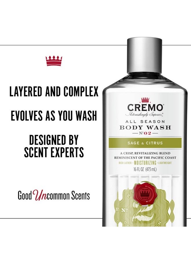 cremo Richlathering Sage & Citrus Body Wash A Revitalizing Combination Of Bright Mandarin Dry Herbs And White Cedar 16 Fl Oz (2Pack)  - Image 3
