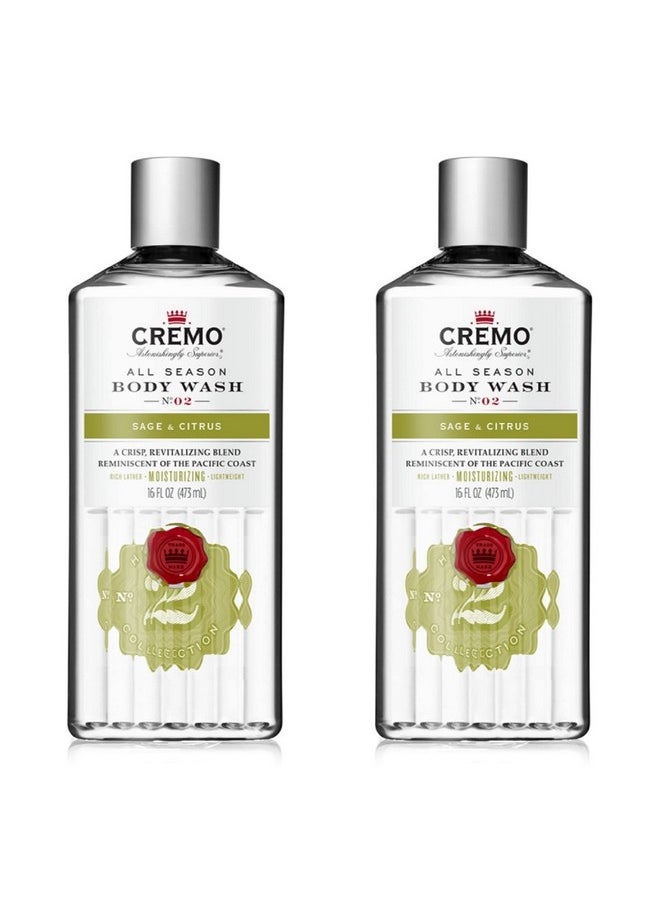 cremo Richlathering Sage & Citrus Body Wash A Revitalizing Combination Of Bright Mandarin Dry Herbs And White Cedar 16 Fl Oz (2Pack)  - Image 1