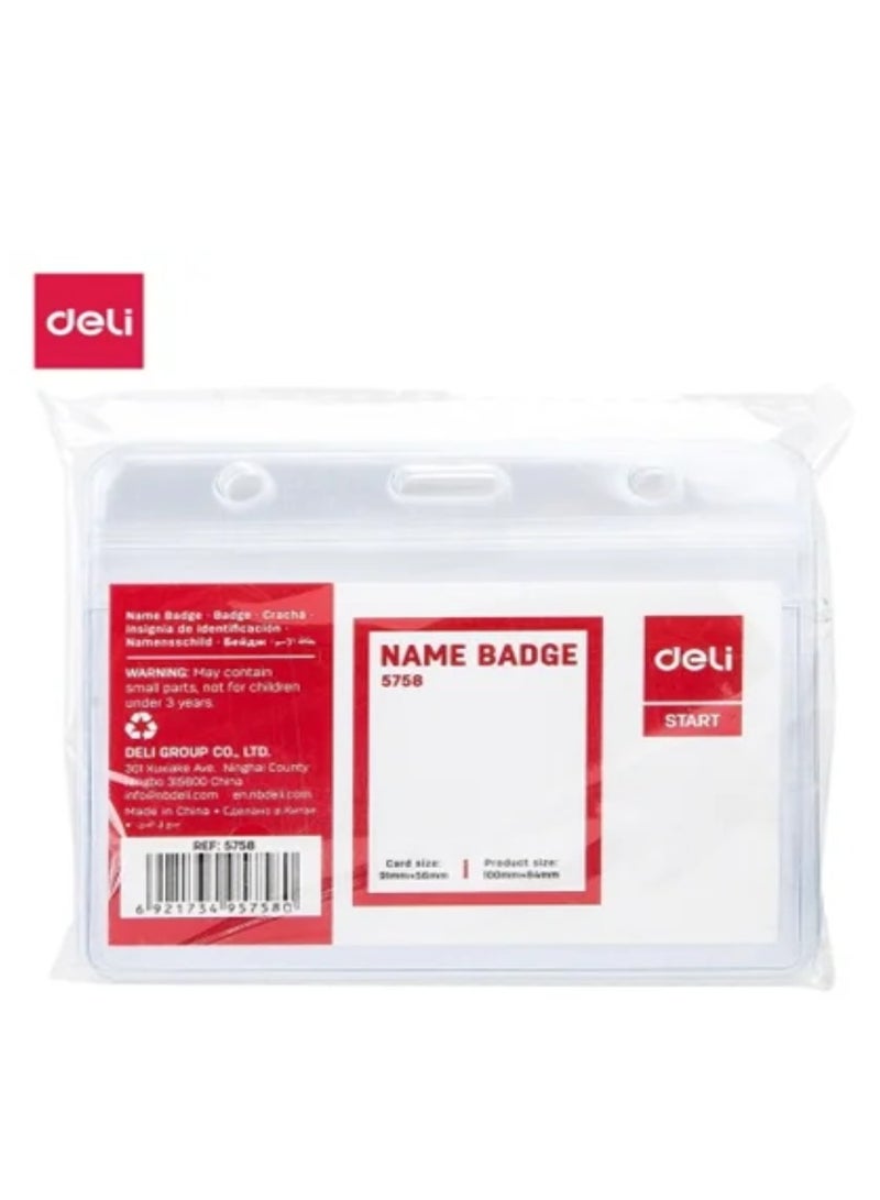 Deli Waterproof ID Holder, Name Badge, Inner core size: 91X56mm,Transparent, 100 Pcs. (E5758) - Image 3