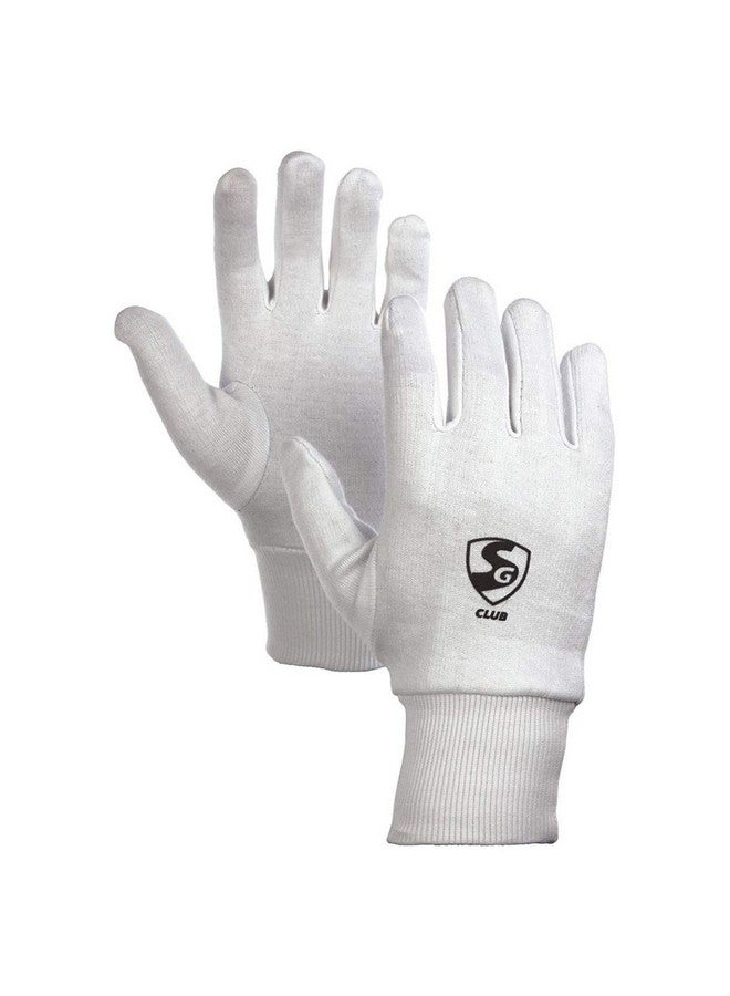 SG Club Cricket Wicket Keeping Inner Gloves for Junior | Cricket Kit for Kid | Use for Wicket Keeping and Batting | Faster Sweat Absorbtion | Cotton Material | Comfort Fit | White - Image 1