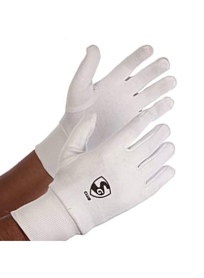 SG Club Cricket Wicket Keeping Inner Gloves for Junior | Cricket Kit for Kid | Use for Wicket Keeping and Batting | Faster Sweat Absorbtion | Cotton Material | Comfort Fit | White - Image 2