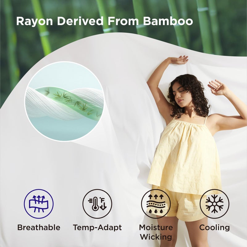 Bedsure 100% Rayon Derived from Bamboo Duvet Cover Queen Size - Lightweight Silky Cooling Comforter Cover Set for Hot Sleepers, Breathable & Moisture-Wicking Bedding Set, Light Beige - Image 2