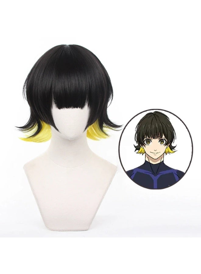 general Blue Lock Bachira Meguru cosplay Wig anti-warping double-color modeling wig - Image 1
