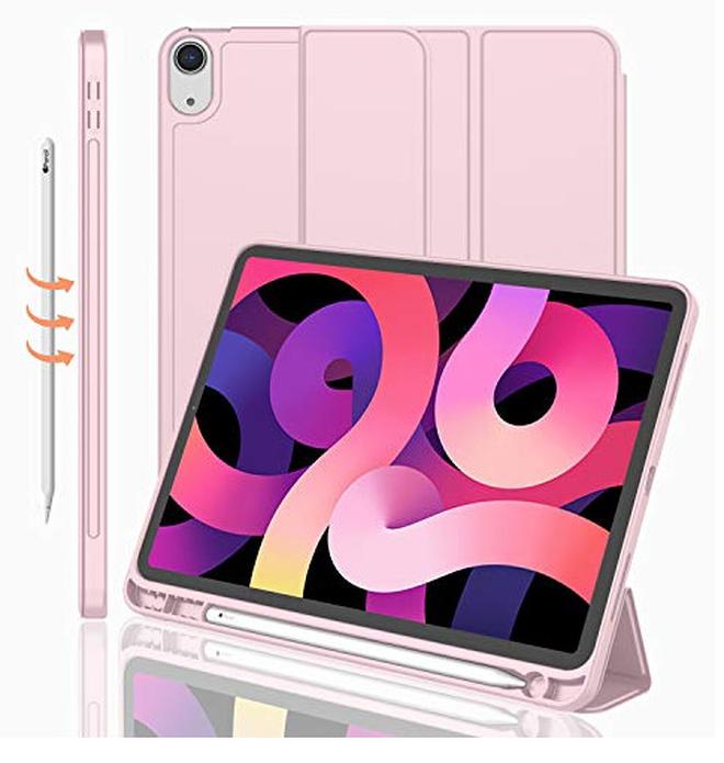 iPad Air 11 Inch Case 2024\2025 (6th Generation), iPad Air 5th Generation Case 2022/4th Generation Case 2020 10.9 Inch with Pencil Holder, Trifold Stand Smart Case (Pink) - Image 1