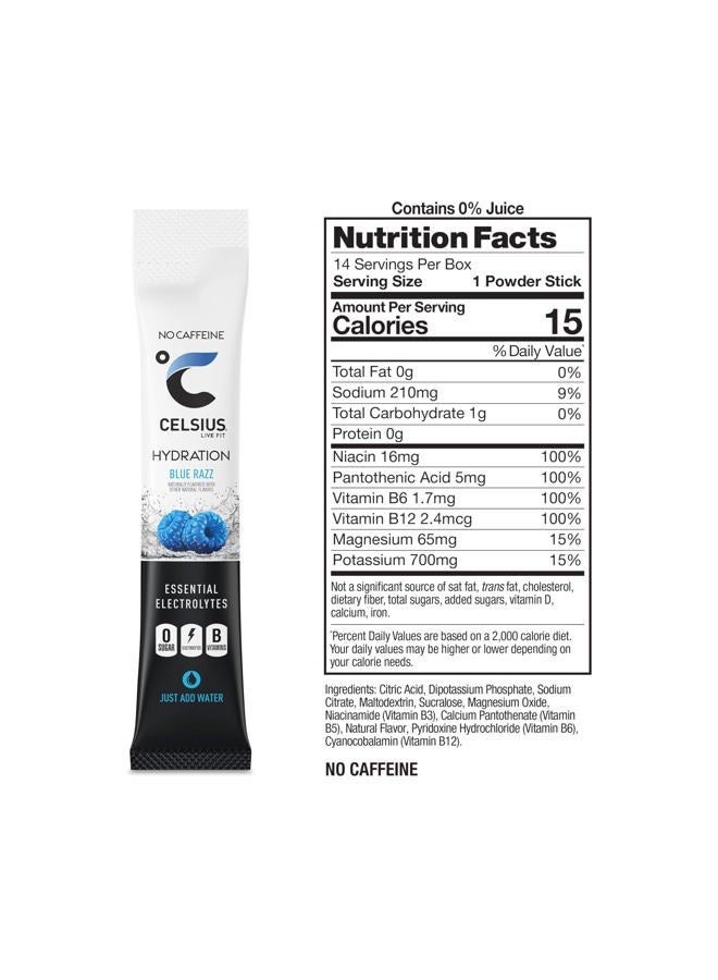 CELSIUS هايدريشن™ بلو راز، مشروب إلكتروليت للترطيب خالي من السكر (عبوة من 14) - Image 3