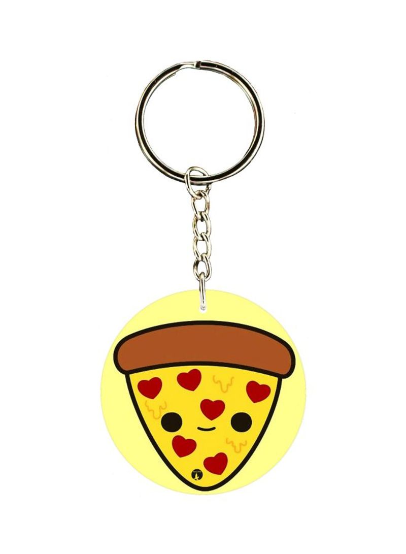 Pizza Printed Double Sided Keychain