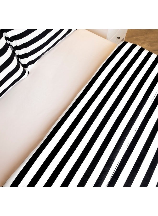 Home Box Malta 3-Pieces Stripe Printed Cotton Twin Duvet Cover Set 150 x 220 cm  - Image 1