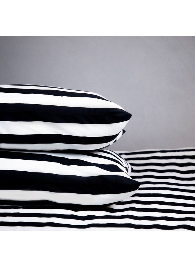 Home Box Malta 3-Pieces Stripe Printed Cotton Twin Duvet Cover Set 150 x 220 cm  - Image 4