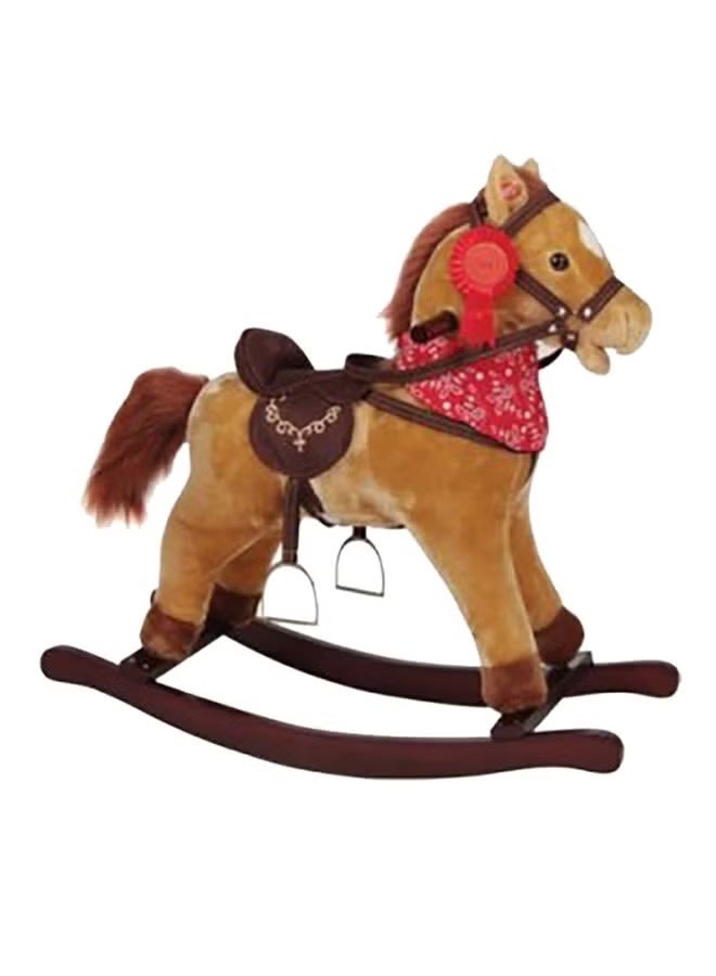 Musical Rocking Horse with PP Cotton Filling, Soft Padded Saddle and Flip-Up Harness, Brown Color - Image 2