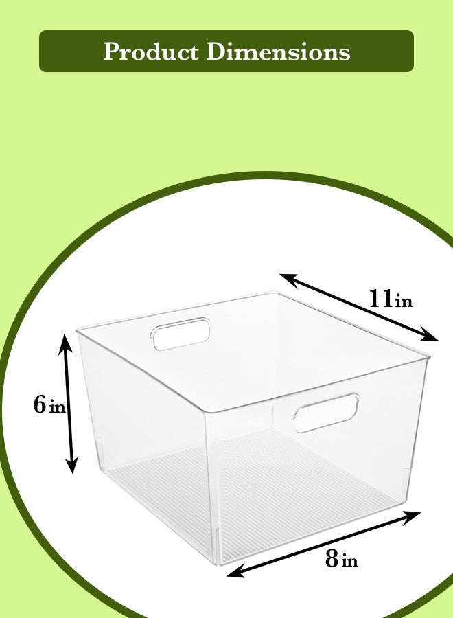 Toshionics Premium Clear Plastic Storage Bins - Stackable, Durable Containers for Kitchen, Washroom, Pantry, Refrigerator and Utensils Organization - Image 5