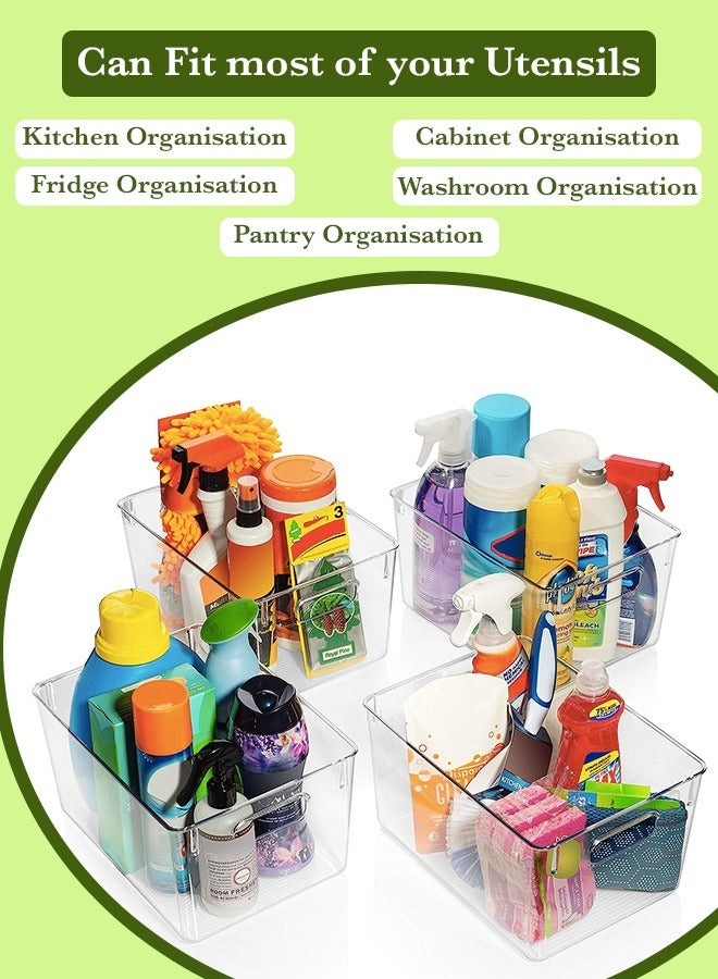 Toshionics Premium Clear Plastic Storage Bins - Stackable, Durable Containers for Kitchen, Washroom, Pantry, Refrigerator and Utensils Organization - Image 3