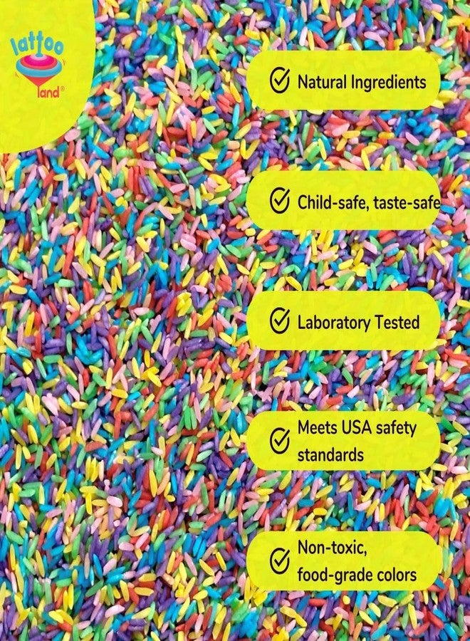 Lattooland 6 Colored Rice Sensory Bin Filler 6 LB (1 LB Each)| Non-Toxic & Child-Safe Montessori Sensory Play for Toddlers | Sensory Table Filler | Color Sorting & Perception | Learning Activity - Image 3