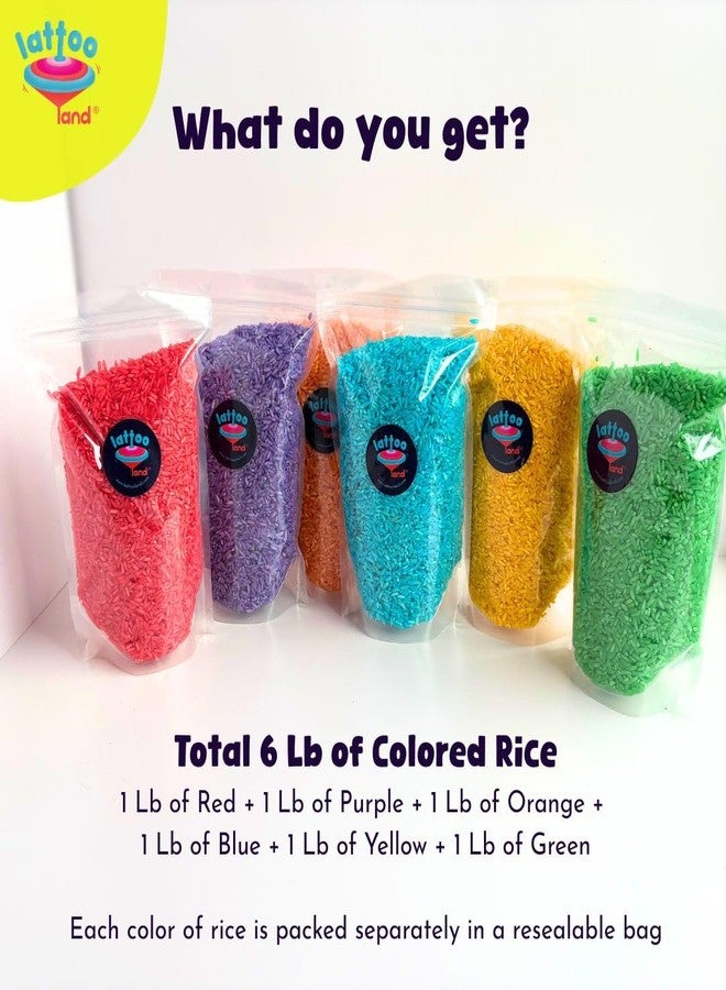 Lattooland 6 Colored Rice Sensory Bin Filler 6 LB (1 LB Each)| Non-Toxic & Child-Safe Montessori Sensory Play for Toddlers | Sensory Table Filler | Color Sorting & Perception | Learning Activity - Image 2