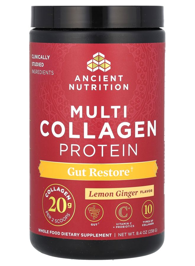 Ancient Nutrition Multi Collagen Protein Lemon Ginger 8.4 oz (238 g)