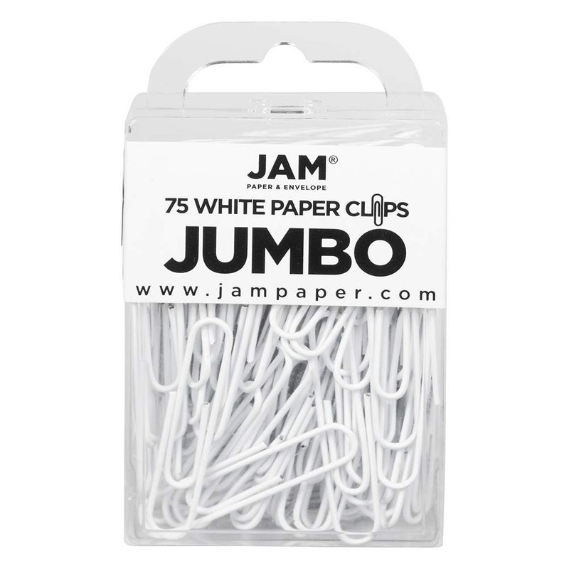 JAM PAPER Colorful Jumbo Paper Clips - Large 2 Inch - White Paperclips - 75/Pack - Image 1