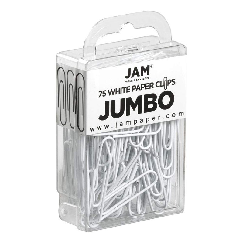 JAM PAPER Colorful Jumbo Paper Clips - Large 2 Inch - White Paperclips - 75/Pack - Image 2