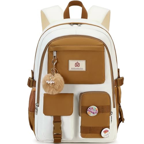 Hidds Backpack for GirlsSchool Backpack Women College Laptop Backpacks Teens Bookbag Kids Elementary Middle High School Bag Student Travel DaypackKhaki Beige - Image 1